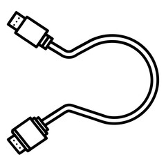 Simple line art icon of an hdmi cable connector on a clean white background