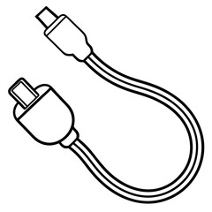 Clean line art illustration of a modern charging cable and connector