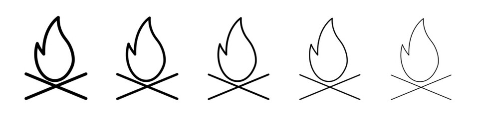 Campfire icon flat illustration set logo