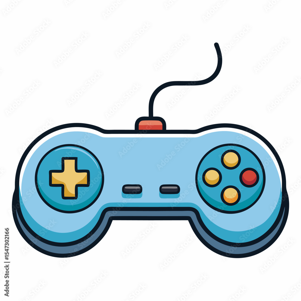 Aufkleber Minimalist line art game controller icon on a clean white background