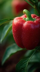 Obraz premium A Juicy Red Bell Pepper The Gardens Red Crunch