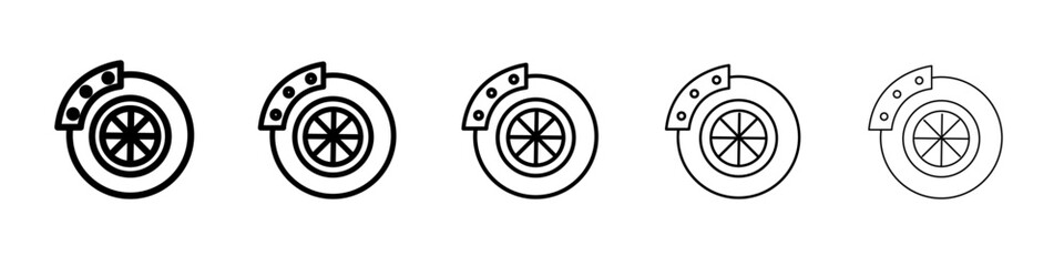 Car brake disk with caliper icon flat illustration set logo