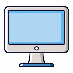 Modern flat line style computer monitor illustration on a clean white background