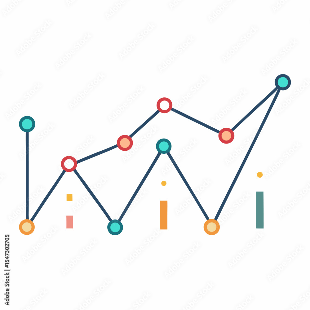 Poster minimalist line graph showcasing data trends with clean simple design elements