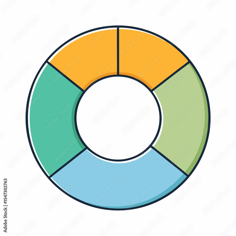 Poster minimalist three segment donut chart with clean line design