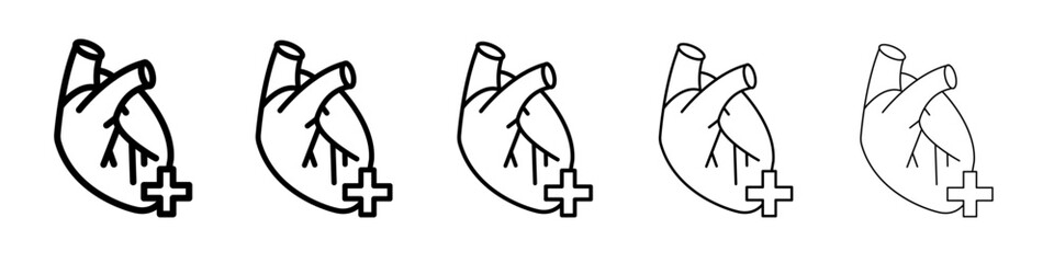 Cardiology icon flat illustration set logo