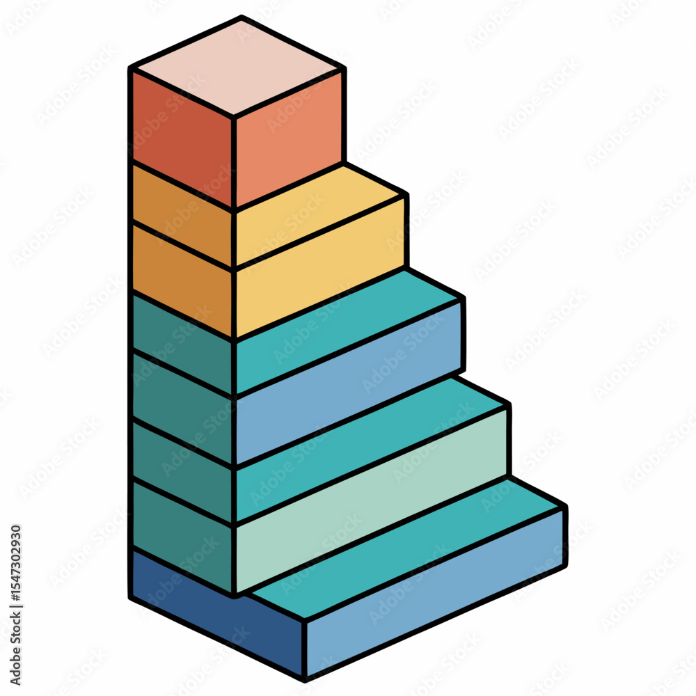 Poster clean outline stacked bar chart with multiple segments