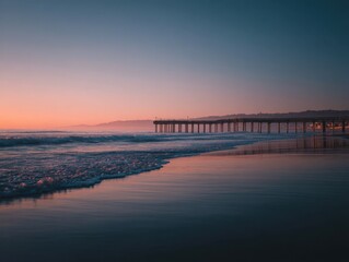 Fototapeta premium A Long Pier At Sunset Perfect For Calm Contemplation