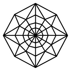 Abstract radar chart graphic with a circular outline and radiating lines