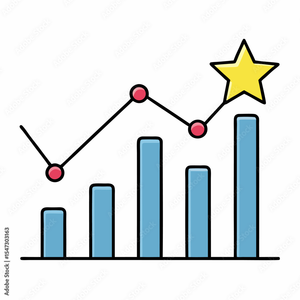 Poster abstract line graph showcasing positive performance trends and data visualization