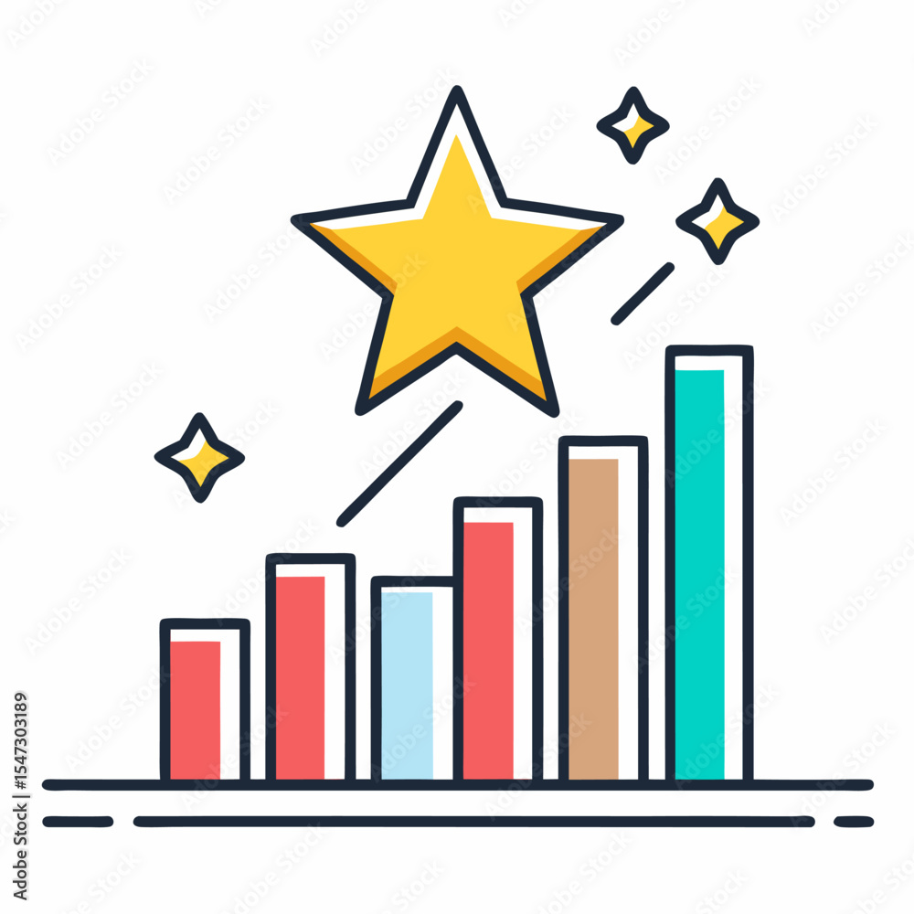Poster abstract line graph illustrating upward performance trend with highlighted data points