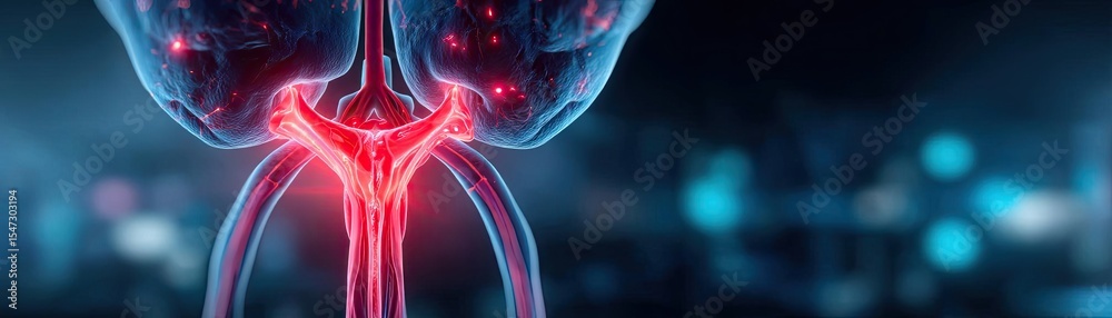 Aufkleber Gallbladder blockage causes cramp and scan concept. Abstract representation of human kidneys in a digital style.
