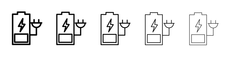Charging battery icon flat illustration set logo