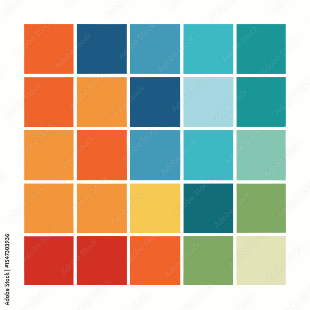 Poster abstract grid of colored squares representing a data visualization heatmap