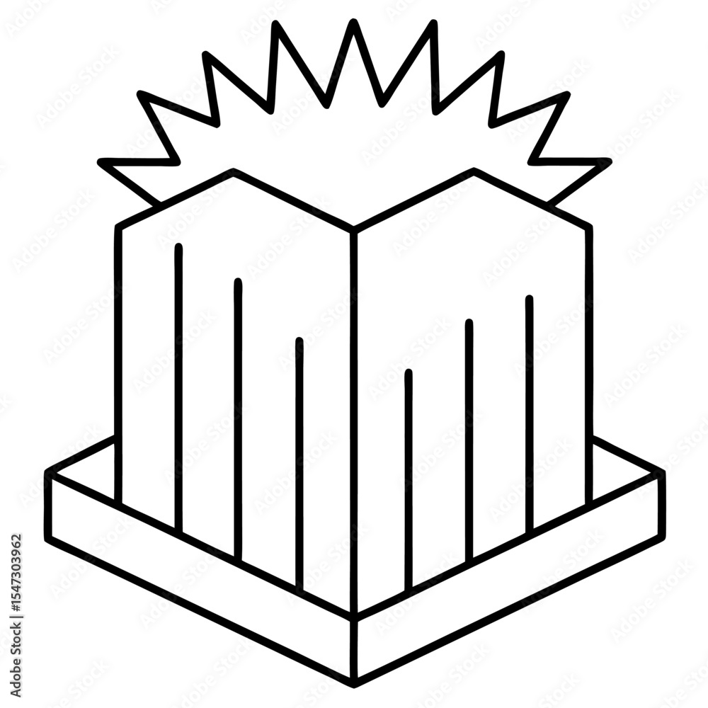Poster clean outline of a statistical box plot with a central box and whiskers