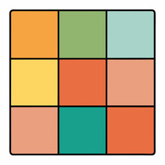 Abstract 3x3 grid of colorful squares representing data visualization or pattern