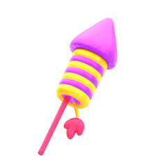 Cartoon Style Festive Firework Rocket Celebration Object On Isolated Black Background