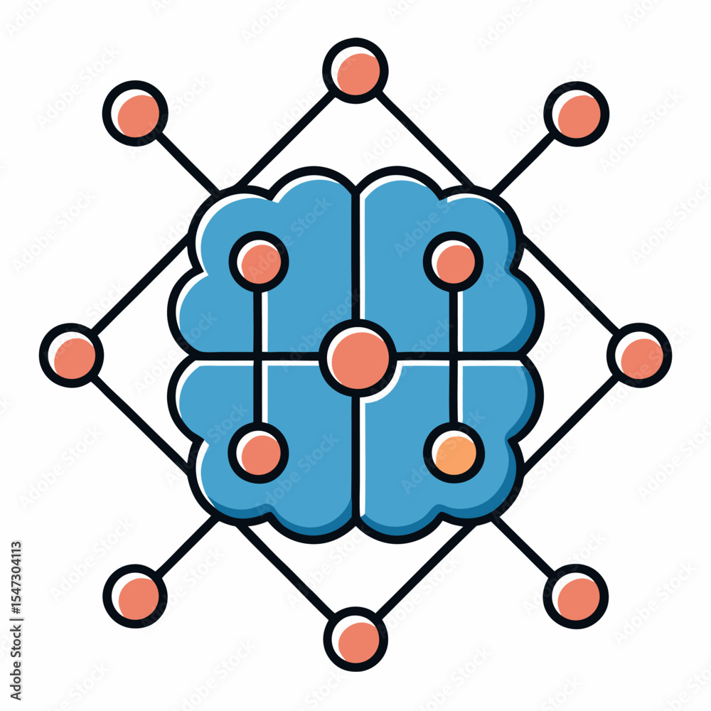 Aufkleber modern outline icon representing a neural network with interconnected nodes and pathways