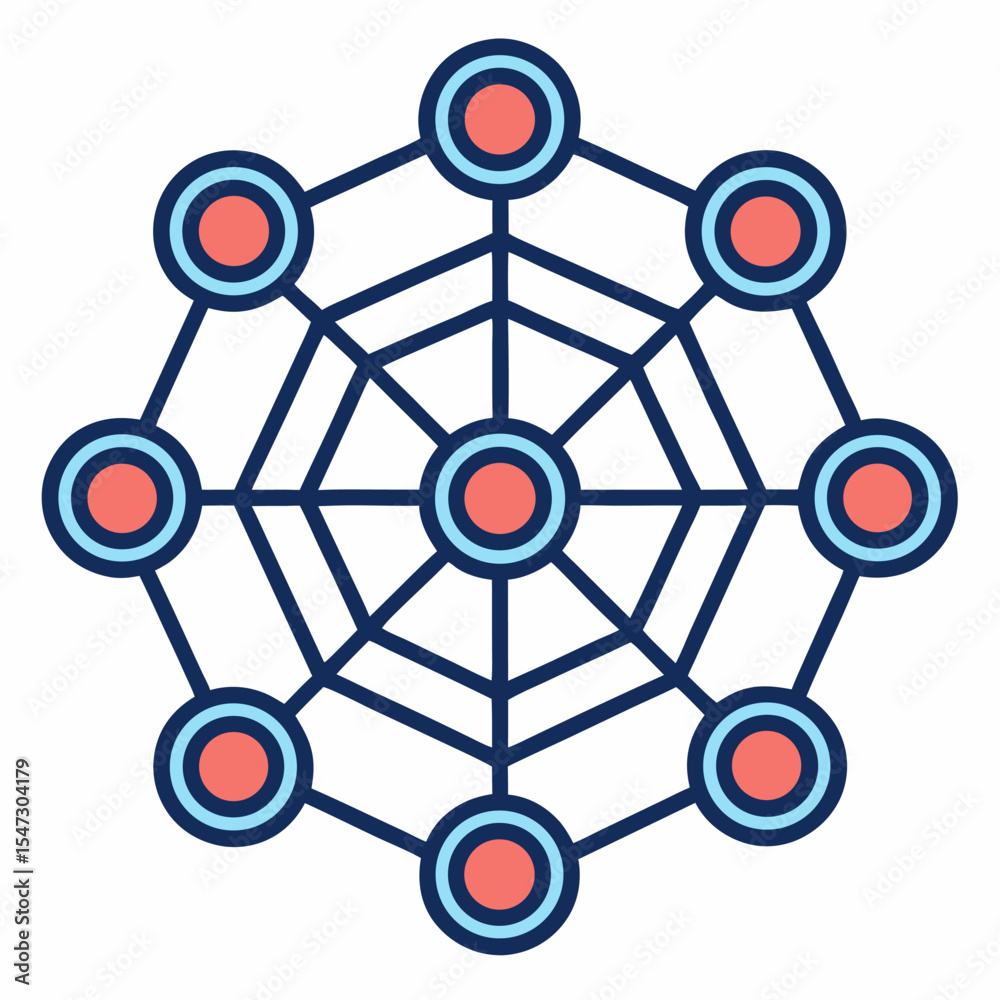 Poster abstract neural network outline icon representing artificial intelligence and machine learning