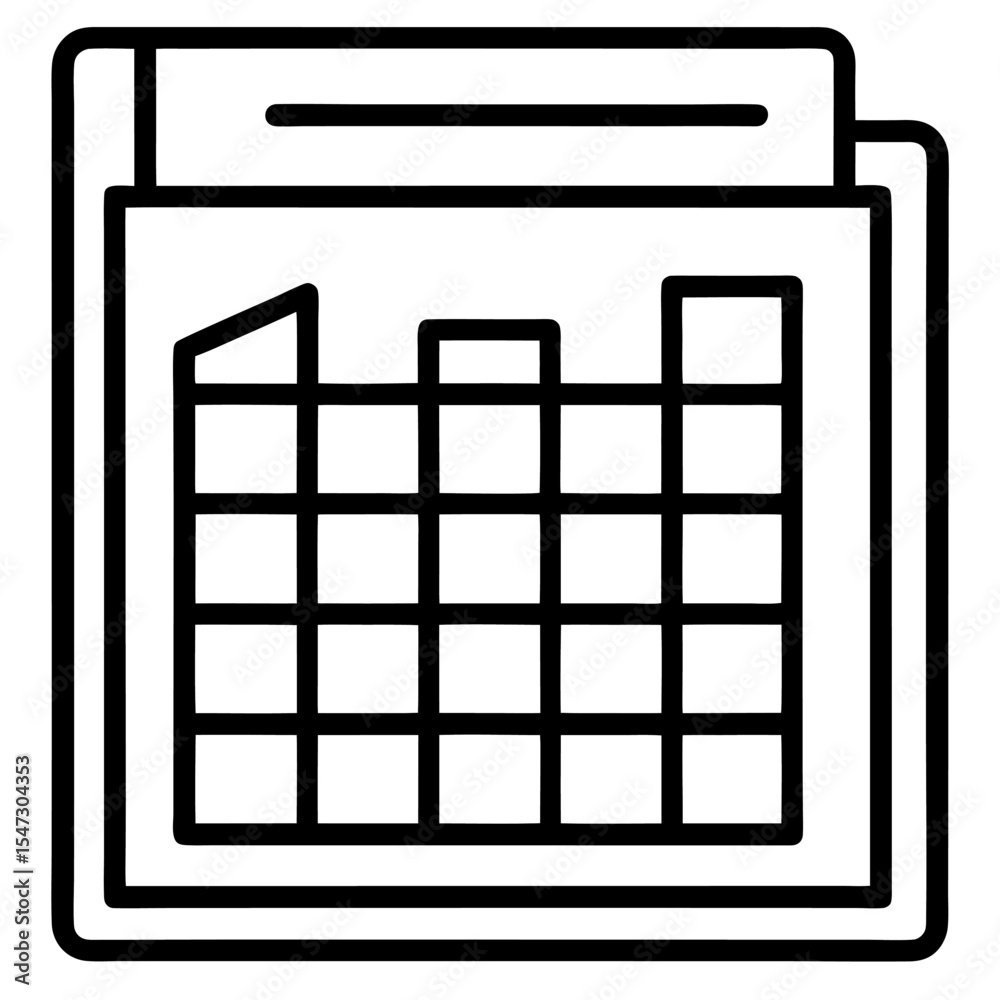 Poster clean spreadsheet icon with a grid of cells and data elements