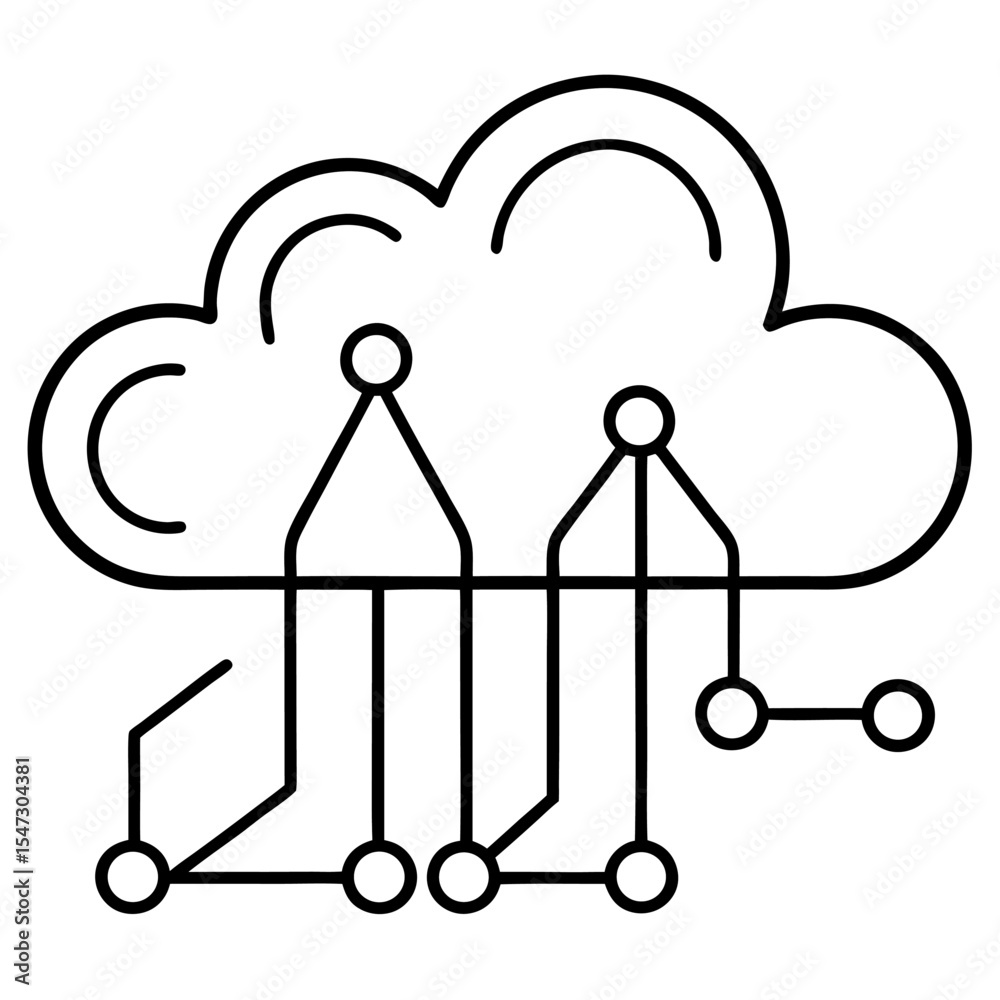 Poster abstract cloud symbol with data graph elements for technology and analytics