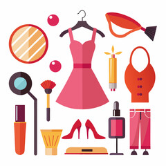 Beauty and fashion icons a set of elegant design elements