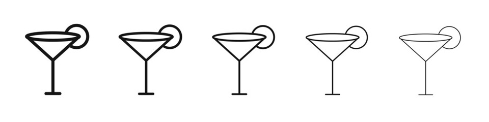 Cocktail icon flat illustration set logo
