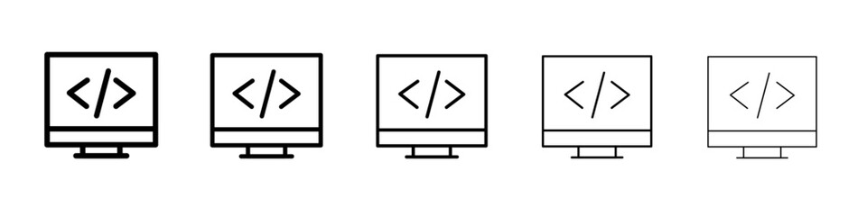 coding program icon flat illustration set logo