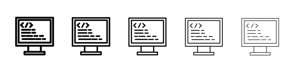 coding program icon flat illustration set logo