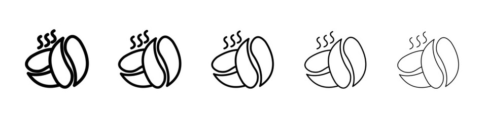 Coffee beans icon flat illustration set logo
