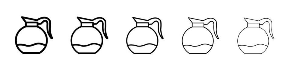 coffee pot icon flat illustration set logo