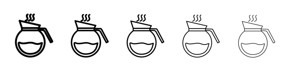 coffee pot icon flat illustration set logo