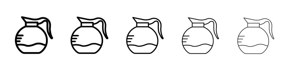 coffee pot icon flat illustration set logo