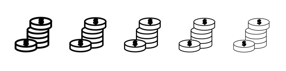 Coin stack icon flat illustration set logo