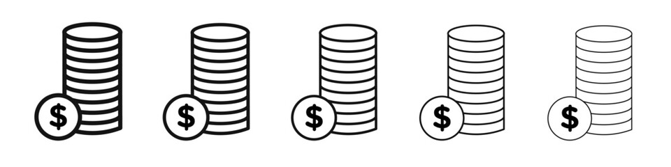 Coins stack icon flat illustration set logo