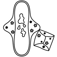 Hand drawn Reusable menstruasi pads illustration, Feminine hygiene products