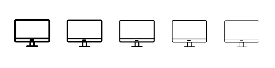 Computer monitor icon flat illustration set logo