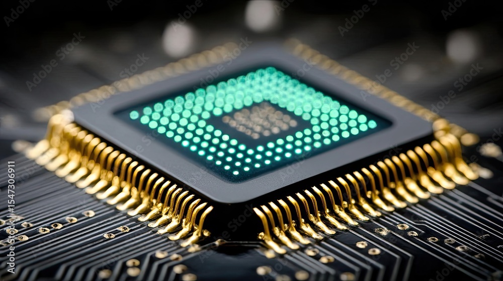 Aufkleber Adaptive chip and programmable integration concept. Close-up view of a computer processor on a circuit board.