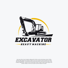Excavator Heavy Machine logo designs template, Great Excavator logo Badge Vector, Logo symbol icon