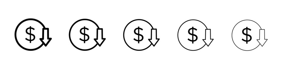 Cost reduction icon flat illustration set logo