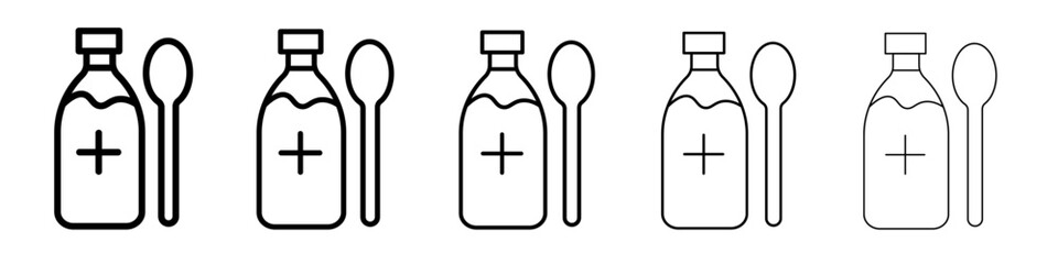 cough syrup icon flat illustration set logo