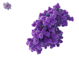 purple-3d-representation-of-a-protein-molecule isolated on white background png, ai generated