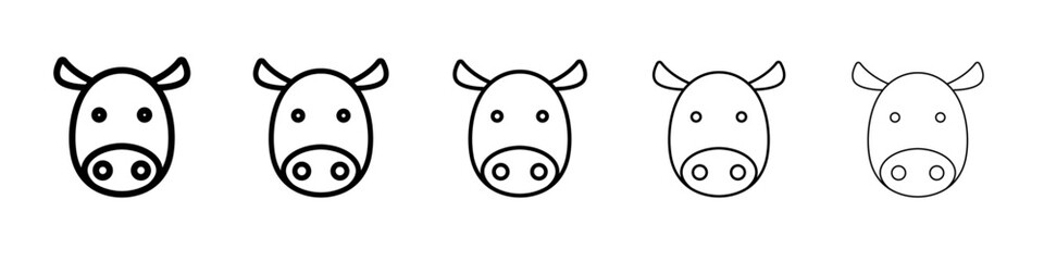 cow head icon flat illustration set logo