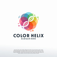 Colorful DNA Helix logo vector, logotype element for template