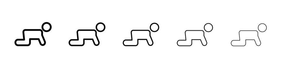Crawling baby icon flat illustration set logo