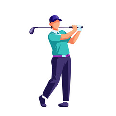 Golfer Swing Vector Illustration – Dynamic Male Golfer in Action for Sports, Lifestyle, and Outdoor Recreation Concepts