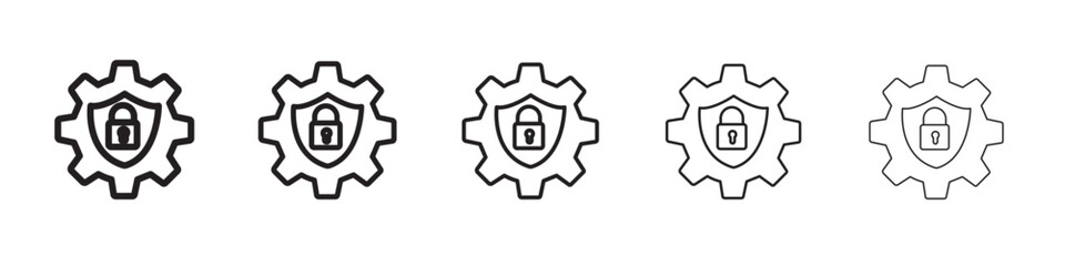 Cyber security icon flat illustration set logo