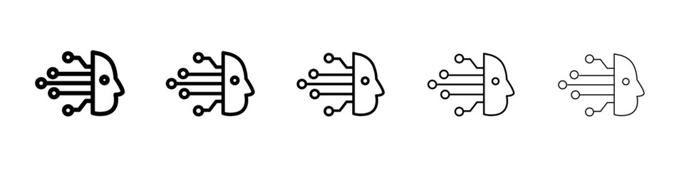 Cyborg icon flat illustration set logo