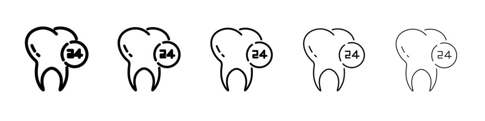 Dental Protection for 24 Hours icon flat illustration set logo