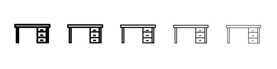 desk icon flat illustration set logo